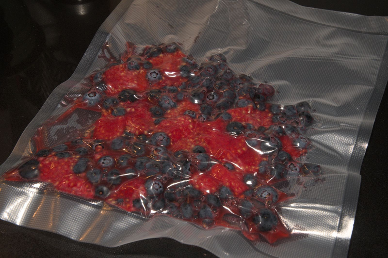 Vacuum bagged fruits.